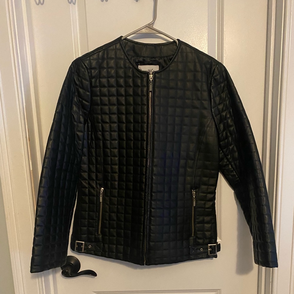 *Leather* Pamela McCoy Black Quilted Jacket